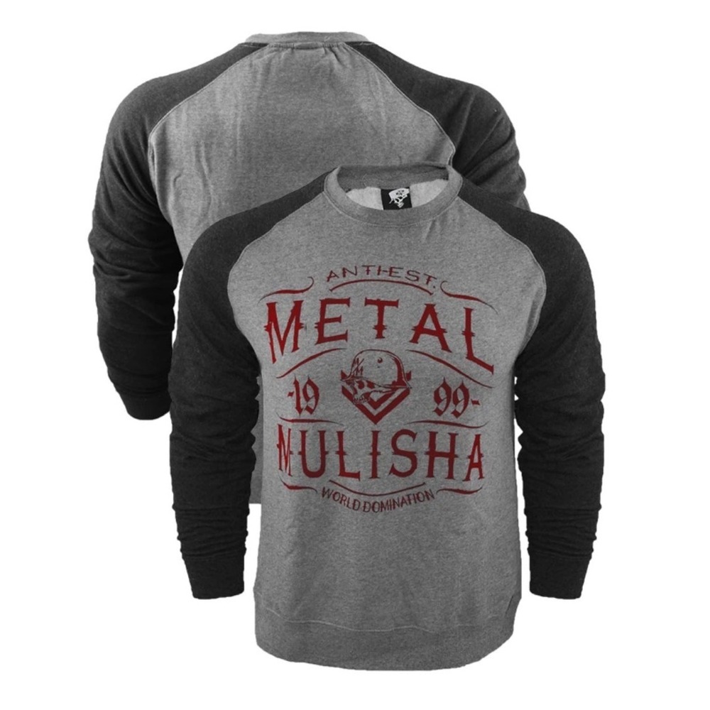 Metal Mulisha Raglan Sweatshirt Mens Large Grey MMA Scotch Crew Logo Pullover